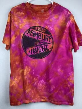Hanes Sz L Tagless Preshrunk “1967 Ashbury 1500 Haight” Tie Dye SS Tee Shirt